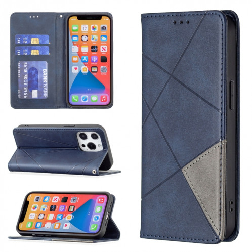 Rhombus Texture Horizontal Flip Housse en cuir magnétique avec support et emplacements de carte pour iPhone 13 (bleu) SH302D1964-37