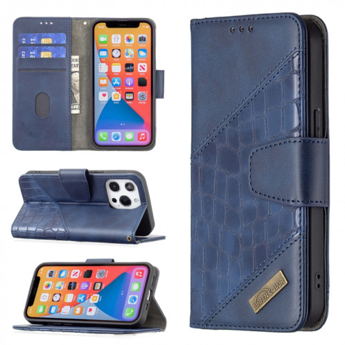Pour iPhone 13 Couleur Couleur Color Crocodile Texture Horizontal Flip PU Coque en cuir PU avec portefeuille et porte-cartes (bleu) SH102B165-37