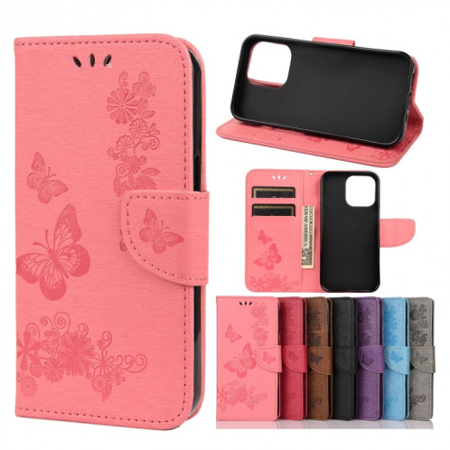 Motif floral en relief Vintage Étui en cuir horizontal Flip Horizontal avec fente et portefeuille et portefeuille et longe pour iPhone 13 mini (rose) SH702B371-37