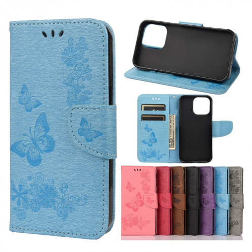 Vintage Pochette Floral Pochette Floral Motif Horizontal Horizontal Coating Coque avec Slot et portefeuille et portefeuille pour iPhone 13 (Bleu) SH703C1334-37