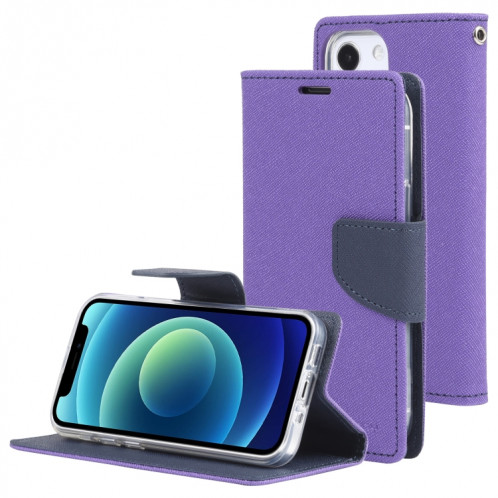 HOBOSPERY FANCY Diary Motif Cross Horizontal Flip Cuir Case avec porte-cartes et portefeuille pour iPhone 13 (violet) SG202G442-37