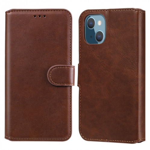 CLASSIC CALF TEXTURE PU + TPU Horizontal Horizontal Too Cuir avec support & Card Slots & Portefeuille pour iPhone 13 Mini (Brown) SH601C193-37