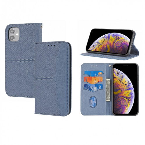 Texture tissée Couture Magnétique Horizontal Horizontal Boîtier en cuir PU avec porte-cartes et portefeuille et lanière pour iPhone 13 (gris) SH308D1246-37