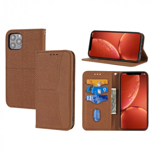 Texture tissée Couture Magnétique Horizontal Horizontal Boîtier en Cuir PU avec porte-carte et portefeuille et portefeuille pour iPhone 13 PRO (Brown) SH309A1458-37