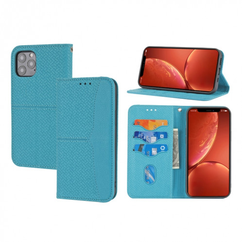 Texture tissée Couture Couture magnétique Horizontal Horizontal Boîtier en cuir PU avec support & carte Slots & Portefeuille et longe pour iPhone 13 Pro (Bleu) SH309C856-37