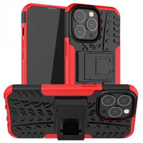 Texture des pneus TPU + TPU + PC PC avec support pour iPhone 13 Mini (rouge) SH201A1252-37