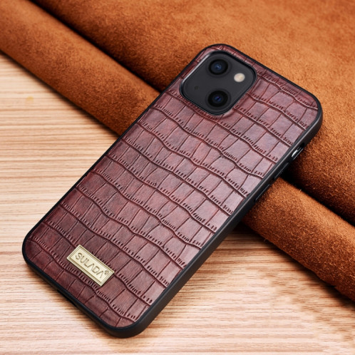 Sulada Crocodile Texture TPU Cas de protection pour iPhone 13 (MOCHA BROWN) SS302C350-37