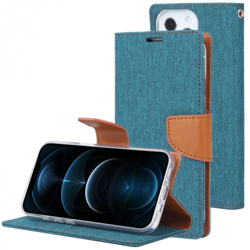 Diary Toile de Goosperie Texture Croix Texture Horizontale Horizontal Cuir Toot avec porte-cartes et portefeuille pour iPhone 13 Pro (Vert) SG403F759-37