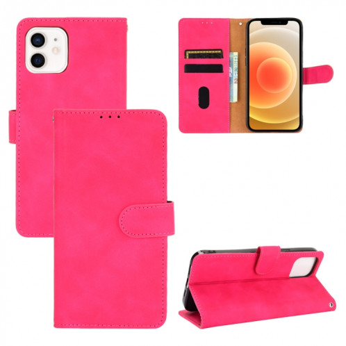 Couleur solide Skin Senteuse Boucle magnétique Horizontal Flip Valf Texture PU Coque en cuir avec support et carte Slots & Portefeuille pour iPhone 13 PRO (Rose Rouge) SH002D261-36