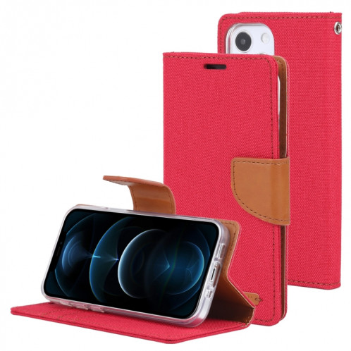 HOBOSPERY TOIVAS Diary Toile Texture Horizontale Flip PU Housse en cuir PU avec support & carte Slots & Portefeuille pour iPhone 13 (rouge) SG602A883-37