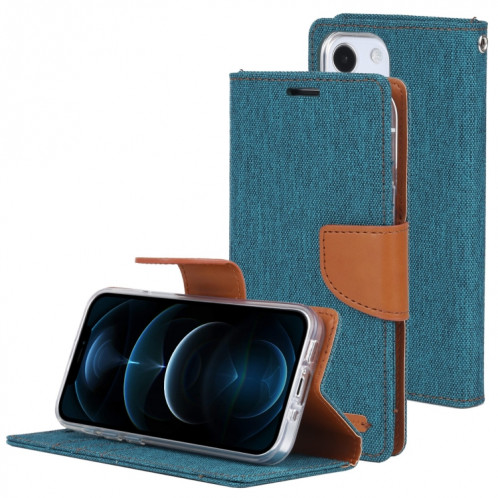HOBOSPERY Toile Diary Toile Texture Texture Horizontale Étui en cuir PU avec support & Card Slots & Portefeuille pour iPhone 13 (Vert) SG602D1122-37
