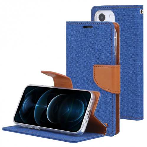HOBOSPERY TOIVAS Diary Toile Texture Texture Horizontale Flip PU Coque en cuir PU avec porte-carte et portefeuille pour iPhone 13 (bleu) SG602E35-37