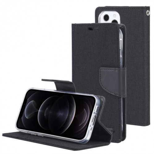 Toile de canvas Goospery Toile Texture Texture Horizontale Flip PU Coque en cuir PU avec support & carte Slots & Portefeuille pour iPhone 13 Pro (Noir) SG603G1081-37
