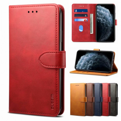 Gussim Business Style Horizontal Toam Coating avec support & Card Slots & Portefeuille pour iPhone 13 Pro (rouge) SG403B1249-37