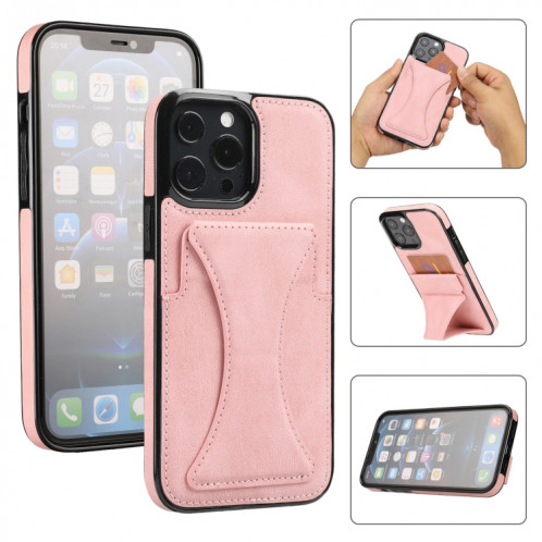 Boîtier de protection anti-achats ultra-mince avec support et métal Fonction magnétique pour iPhone 13 Pro (Rose Gold) SH903A209-37