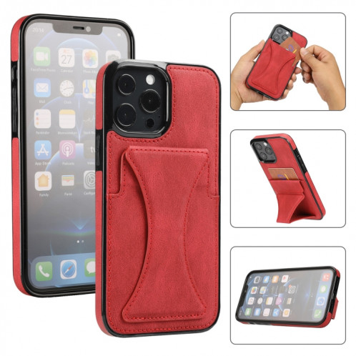 Cas protecteur ultra-mince antichoc avec support et métal Fonction magnétique pour iPhone 13 Pro (rouge) SH903B1743-37