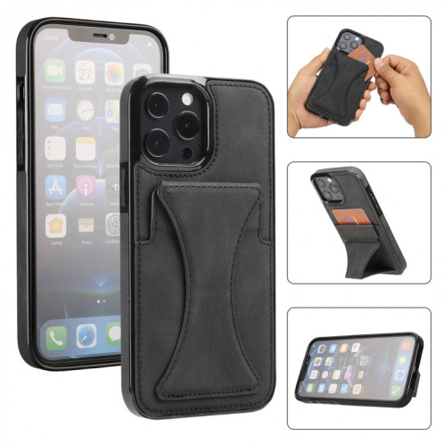 Cas protecteur ultra-mince antichoc avec support et métal Fonction magnétique pour iPhone 13 Pro (Noir) SH903F1657-37