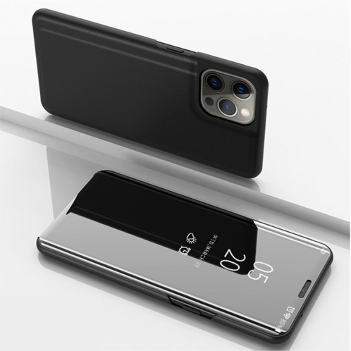 Étui en cuir horizontal horizontal miroir avec support pour iPhone 13 Pro (Noir) SH603A1316-37