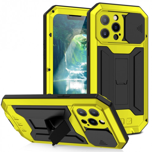 Caméra coulissante R-Just Caméra anti-poussière anti-poussière anti-poussière anti-poussière anti-poussière avec support pour iPhone 13 PRO (Jaune) SR903C298-37