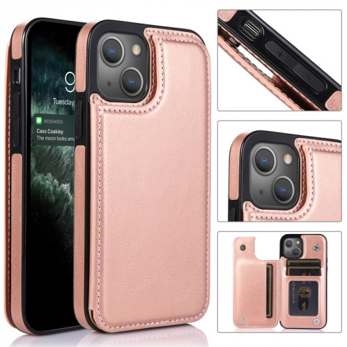 Double Boucle PU PUT PU PUT PROTECTURE AVEC SLOTS ET PORTE PORTE POUR IPHONE 13 (ROSE GOLD) SH401D877-37