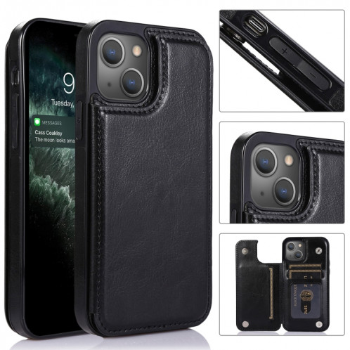 Étui de protection PU à double boucle anti-choc avec machines à sous cartes et support pour iPhone 13 Pro (Noir) SH403A1967-37