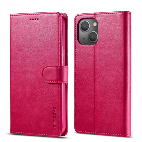 LC.IMEEKE VALF TEXTURE HORIZONTAL ROCK CUIR Coffret avec porte-cartes et portefeuille pour iPhone 13 (rouge) SL702C30-37