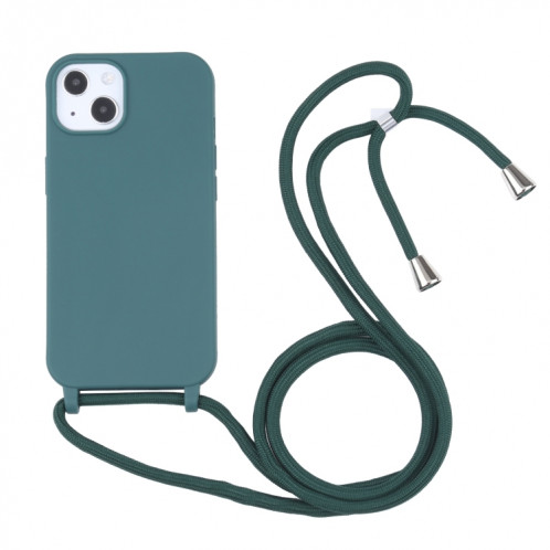 Couleurs de bonbons TPU Cas de protection avec lanière pour iPhone 13 mini (vert foncé) SH201E376-36