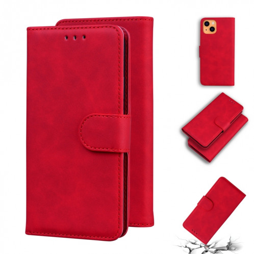 Peau Sentence Couleur pure Horizontal Flip Coating Coque avec support & Card Slots & Portefeuille pour iPhone 13 (rouge) SH302B791-33