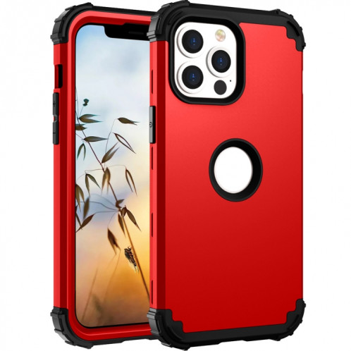 3 en 1 PC + Cas de protection en silicone pour iPhone 13 (rouge + noir) SH502B62-37