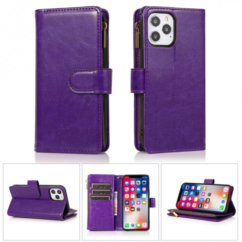 Horizontal Texture Horizontal Horizontal Horizon Horizontal Slot & Porte-lanière et longe à glissière pour iPhone 13 Pro (violet) SH203F903-37
