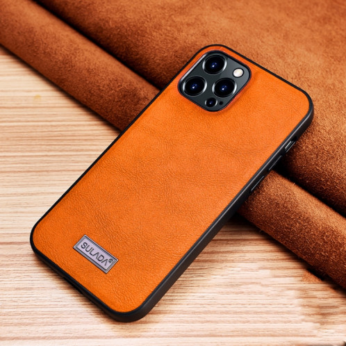 Sulada PHOTO TPU + Cas de protection en cuir à la main pour iPhone 13 Pro (Orange) SS703F1214-37