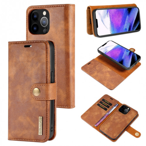 DG.ming Crazy Horse Texture Tournez en cuir magnétique détachable avec porte-cartes et portefeuille pour iPhone 13 PRO (Brown) SD603C605-37