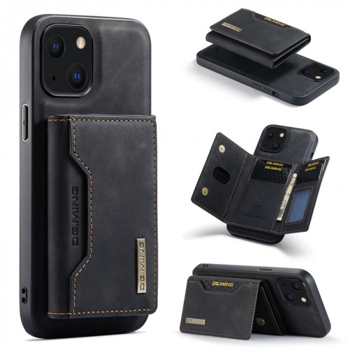 DG.ming M2 Series Sac de carte 3-Folf + Cas antichoc magnétique avec portefeuille de portefeuille et porte-support pour iPhone 13 (noir) SD302A1042-39