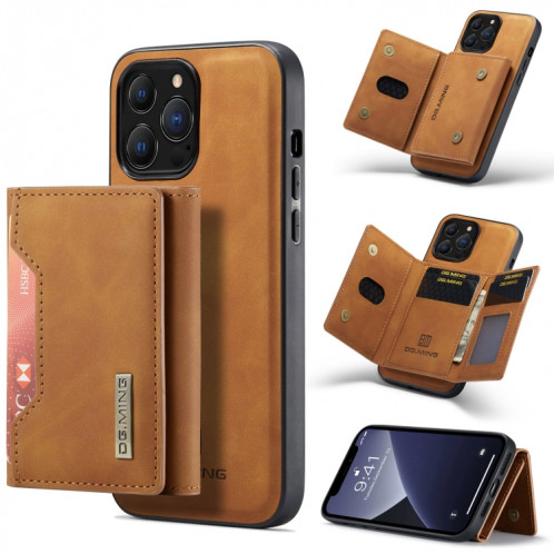 DG.ming M2 Series Sac de cartes à 3 plis + Cas antichoc magnétique avec portefeuille de portefeuille et support pour iPhone 13 PRO (Brown) SD303B1169-39