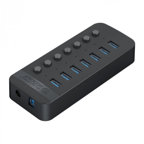 Orico CT2U3-7AB-BK 7 en 1 Hub USB à rayures en plastique avec interrupteurs individuels, (Noir) SO701A1112-39