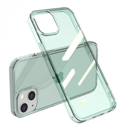 TPU antichoc TPU + étui de protection en verre simple face pour iPhone 13 mini (vert translucide) SH601B1648-37
