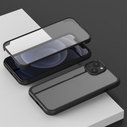 TPU antichoc TPU + étui de protection en verre double face pour iPhone 13 mini (noir) SH701D1704-37