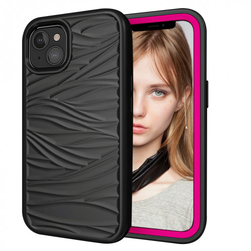 Motif de vague 3 en 1 Cas de protection Silicone + PC antichoc pour iPhone 13 (Noir + PIN HOT) SH702C1018-36