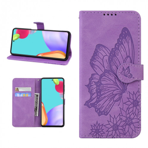 Coque rétro de la peau de la peau, des papillons, un étui en cuir horizontal horizontal avec le support et la carte Slots & Portefeuille pour iPhone 13 (violet) SH102F686-37