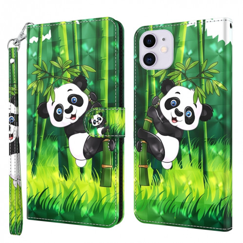 Modèle de peinture 3D Horizontal Flip TPU + PU en cuir avec support & carte Slots & Portefeuille pour iPhone 13 PRO (Panda Escalade Bamboo) SH403H1480-37