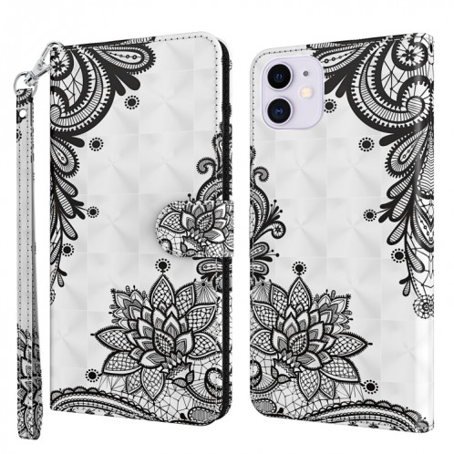 Motif de peinture 3D Horizontal Flip TPU + PU en cuir avec porte-carte et portefeuille pour iPhone 13 Pro (fleur noire diagonale) SH403I816-37