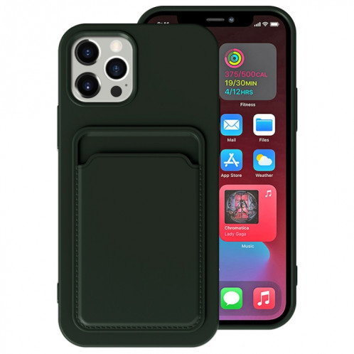 TPU + Doublure Flannel Case antichoc avec machines à sous pour iPhone 13 Pro (vert foncé) SH303E1246-37