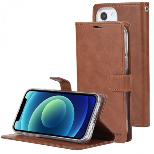 GOOSPERY Blue Moon Crazy Horse Texture Horizontale Flip Cuir Case avec support & Card Slot & Portefeuille pour iPhone 13 (Brown) SH802A1692-37