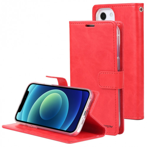 GOOSPERY Blue Moon Crazy Horse Texture Horizontale Flip Cuir Case avec support & Card Slot & Portefeuille pour iPhone 13 (rouge) SG802C1784-37