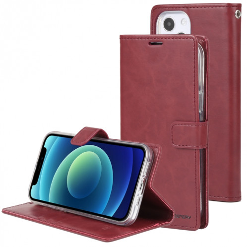 GOOSPERY Blue Moon Crazy Horse Texture Horizontale Horizontal Toas Cuir Slot & Card Slot & Portefeuille pour iPhone 13 (Rouge de vin) SG802G264-37