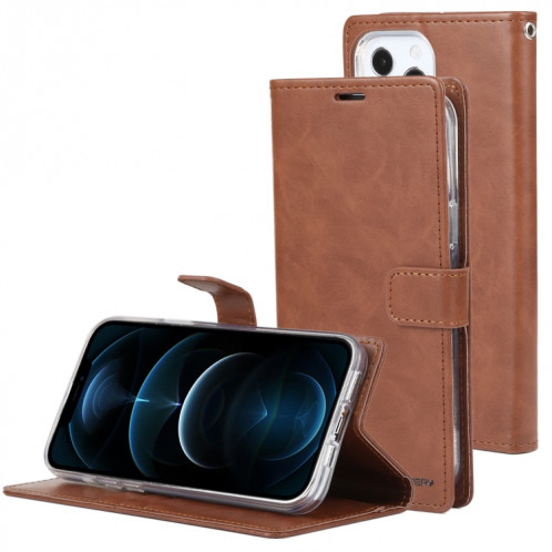 GOOSPERY Blue Moon Crazy Horse Texture Horizontal Flip Cuir Case avec support & Card Slot & Portefeuille pour iPhone 13 PRO (Brown) SH803A221-37