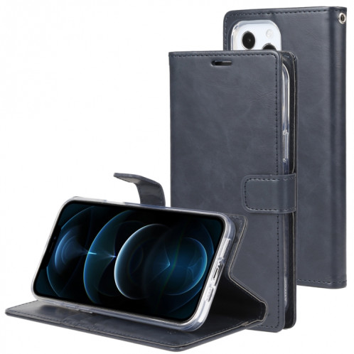 HOBOSPERY Blue Moon Crazy Horse Texture Horizontal Flip Cuir Case avec support & Card Slot & Portefeuille pour iPhone 13 Pro (Bleu foncé) SG803D1842-37