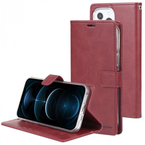 GOOSPERY Blue Moon Crazy Horse Texture Horizontal Horizontal Toas Coating avec support & Card Slot & Portefeuille pour iPhone 13 Pro (Rouge de vin) SG803G351-37