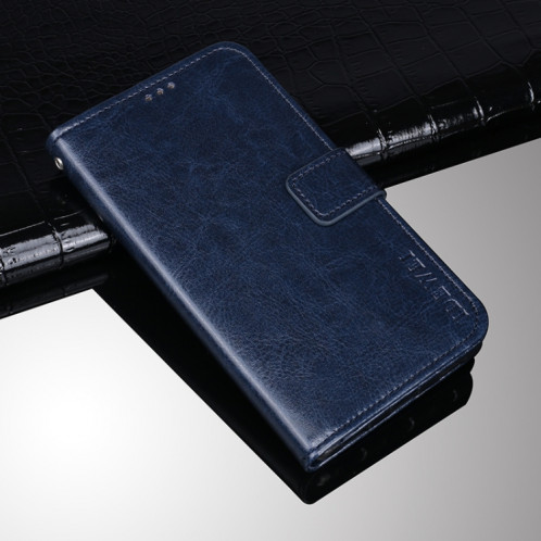 Idewei Crazy Horness Texture Horizontal Flip Cuir Case avec support & Card Slots & Portefeuille pour iPhone 13 Pro (Bleu foncé) SI803C621-37