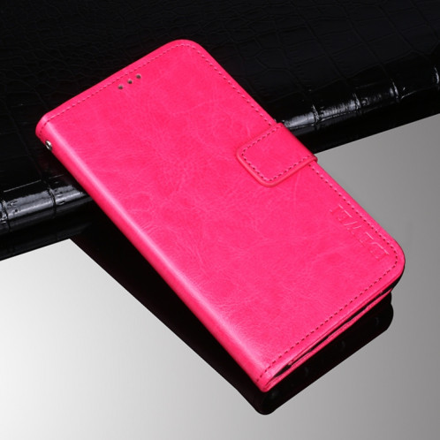 Idewei Crazy Horse Texture Horizontal Flip Cuir Coating avec porte-cartes et portefeuille pour iPhone 13 Pro (Rose Rouge) SI803E264-37